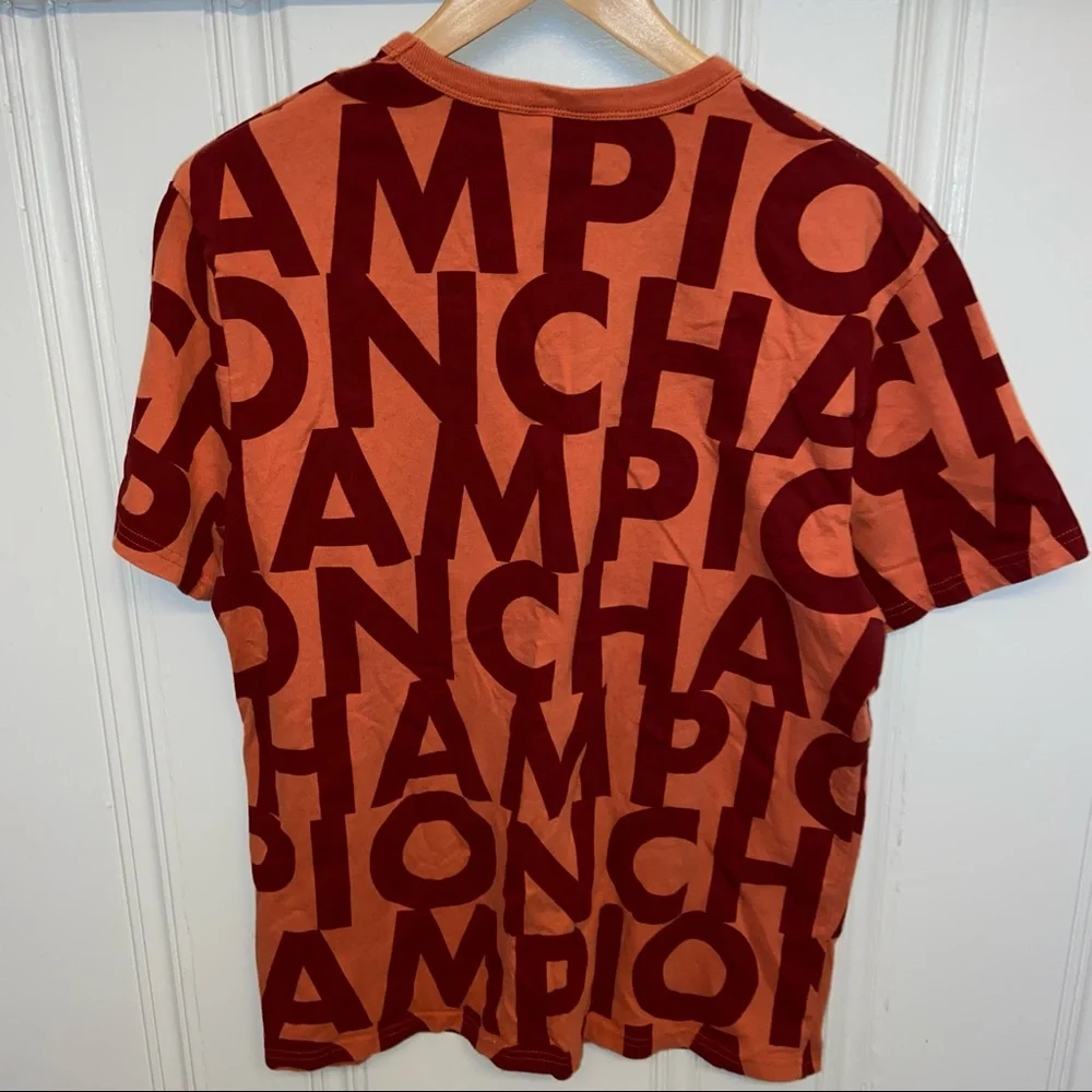 Champion men’s Lord short sleeve all over Spell-out Tee orangish red - Picture 4 of 6